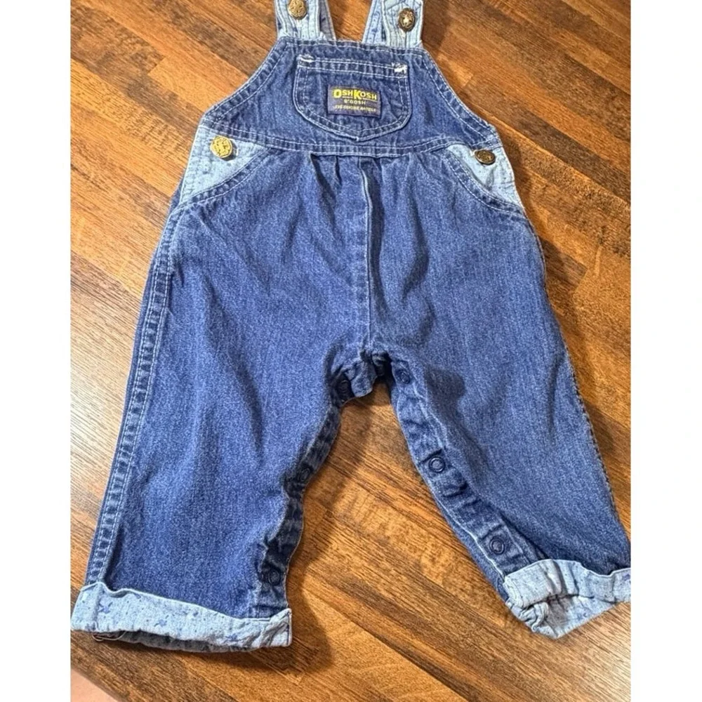 Vintage Osh Kosh B'gosh girls denim overalls with flower detailing sz 6/9 months
